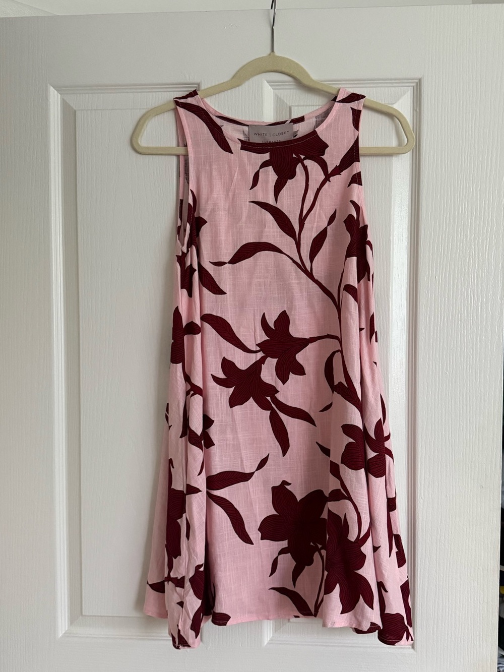 Pink Dress with Burgundy Floral Print